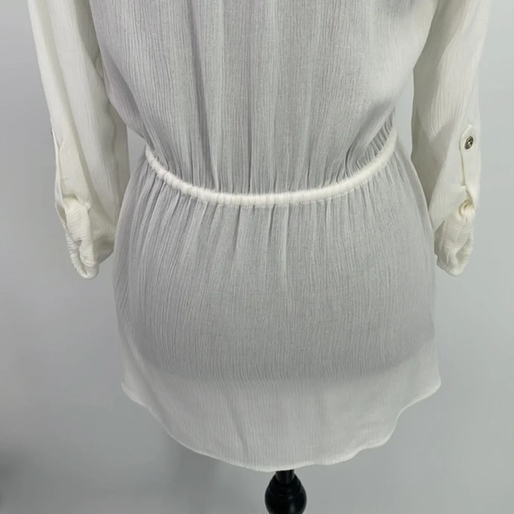 NWT Guess gauze like  off-white long sleeve lightweight cover/up XS